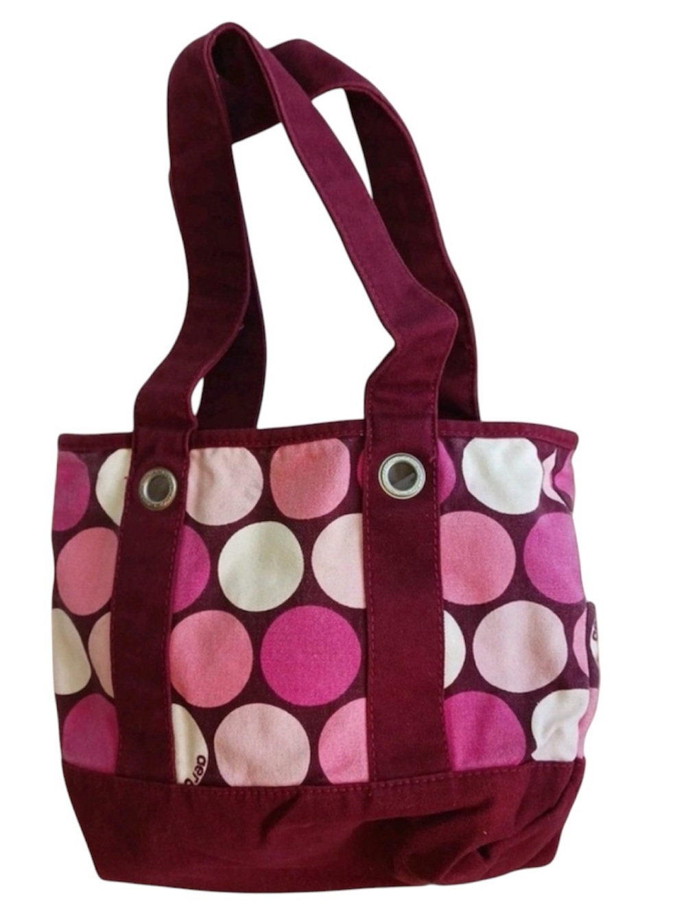 Aeropostale Y2K Polka Dot Canvas Mini Tote Bag Burgundy Pink Vintage